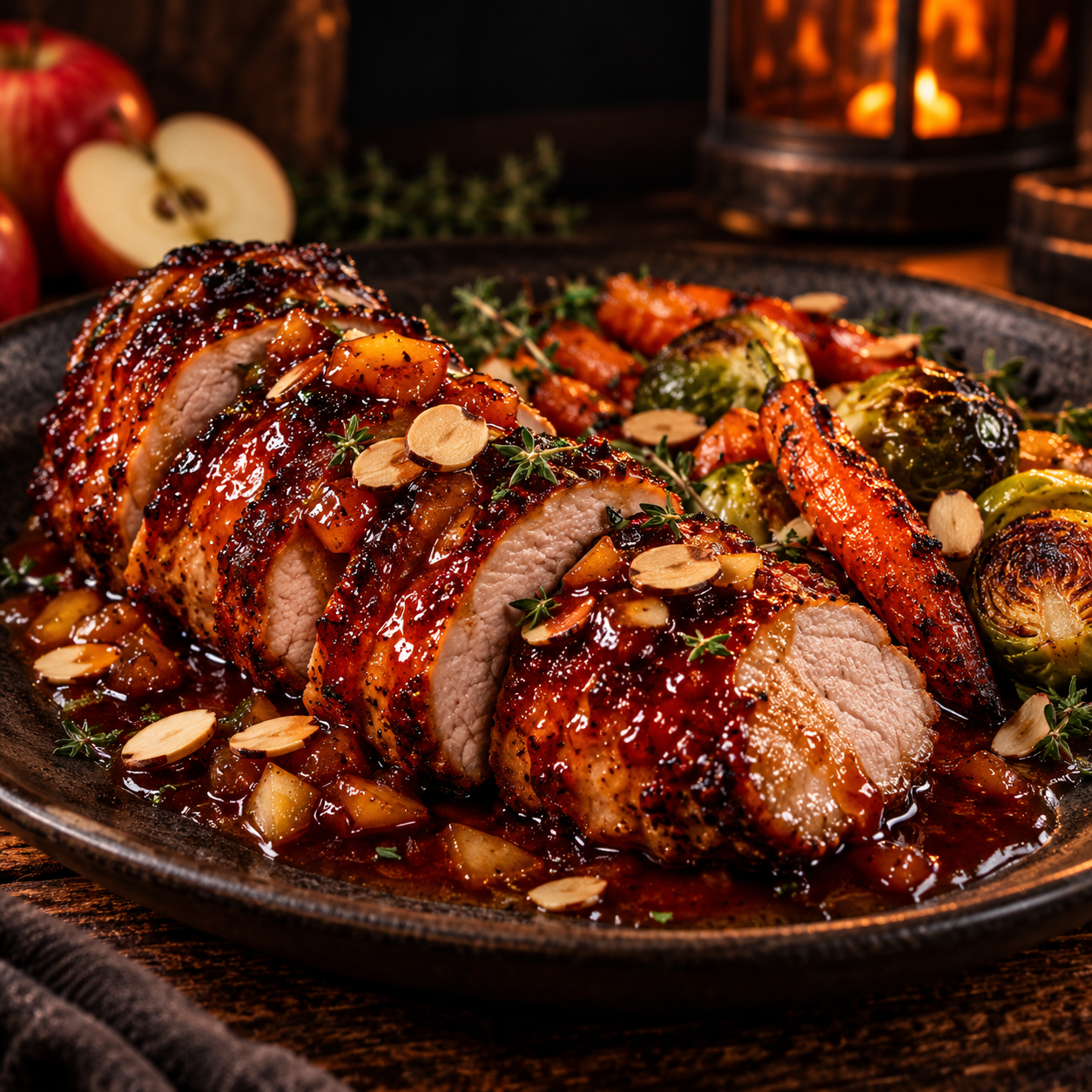 Amaretto Ghost Fire Apple-Glazed Pork Tenderloin