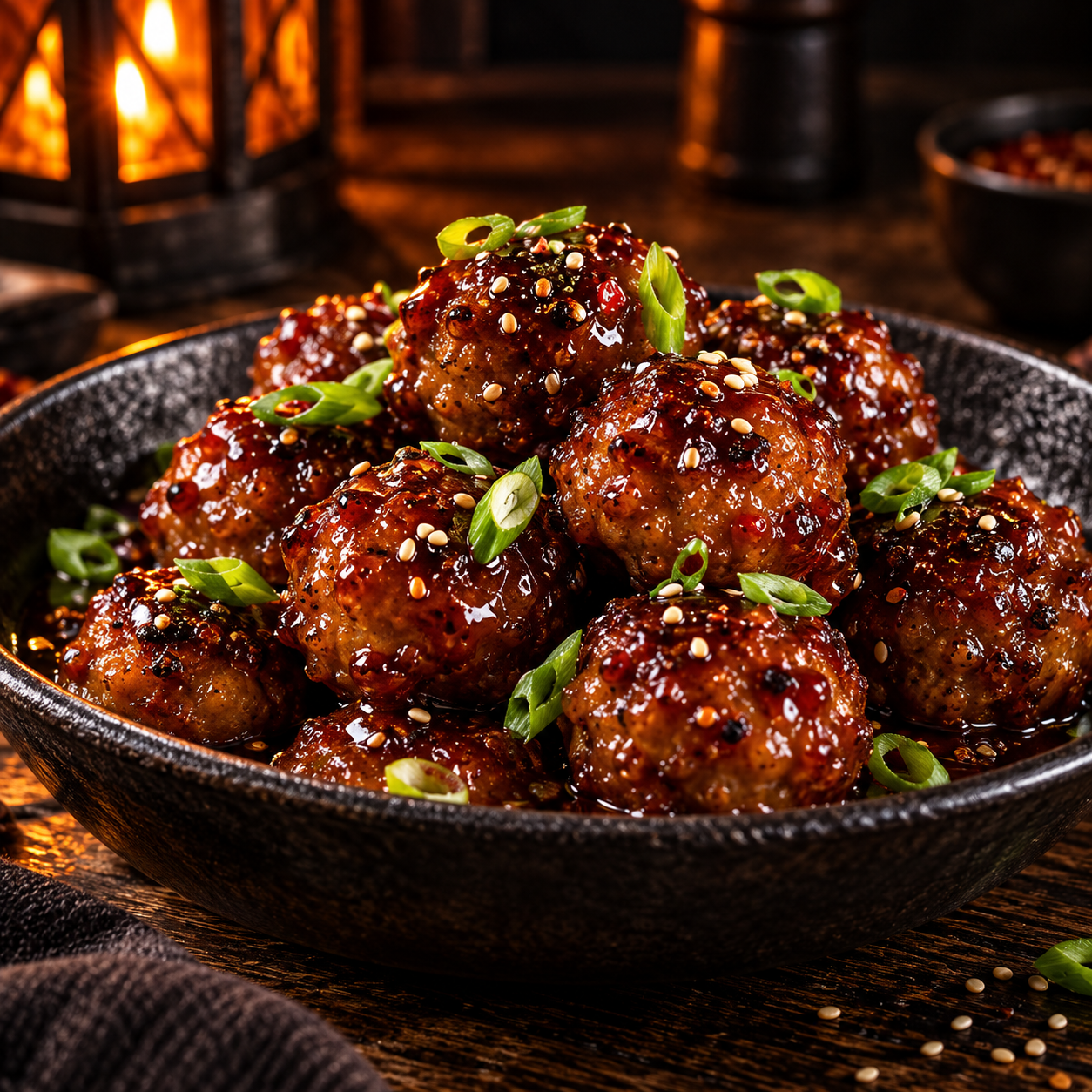Amaretto Ghost Fire Glazed Meatballs